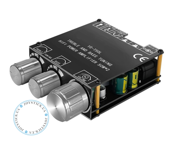 Підсилювач звуку двоканальний T50L 50x2 Ват D-клас - підтримка Bluetooth AUX USB Колір Чорний